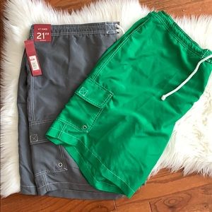 Mens Merona summer swim pants bundle green & gray